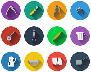 Image showing Set of utensils icons in flat design