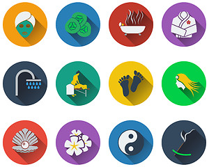 Image showing Set of spa icons in flat design