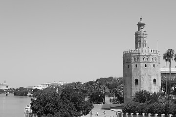 Image showing Gold tower in black and white