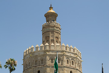 Image showing Andalusia flag by the Gold tower