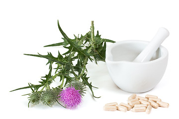 Image showing Capsules of milk thistle