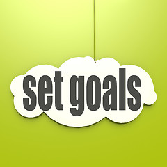 Image showing White cloud with set goals