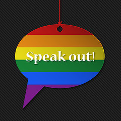 Image showing Gay flagged speech bubble with text 