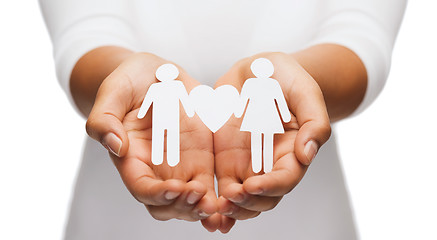 Image showing womans hands with paper couple