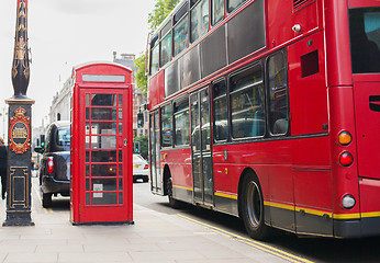 Image showing double decker bus and telephone booth in london