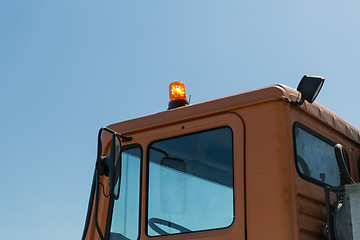 Image showing close up of road service car cabin with flasher