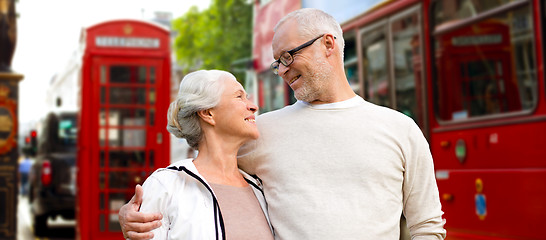 Image showing happy senior couple on london street in england