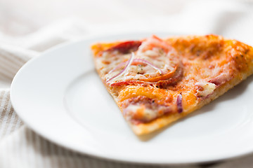 Image showing close up of homemade pizza on plate