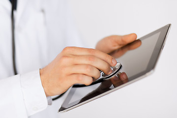 Image showing doctor with stethoscope and tablet pc