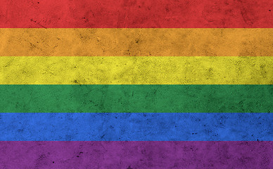 Image showing gay rainbow flag on concrete wall surface