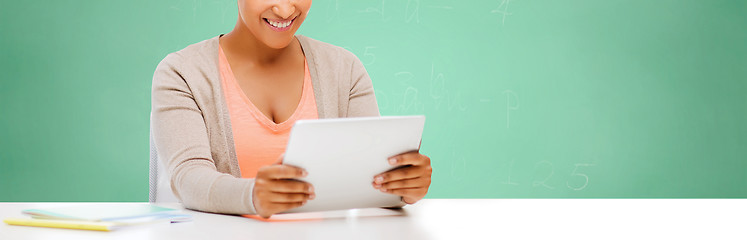 Image showing african student girl with tablet pc at school