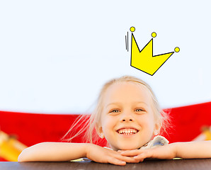 Image showing happy little girl climbing on children playground