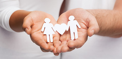 Image showing couple hands with paper couple