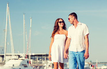 Image showing smiling couple in city