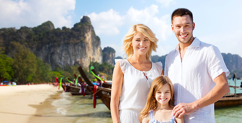 Image showing happy family over thailand or bali beach