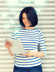 Image showing student girl with tablet pc