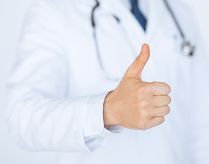 Image showing male doctor hand showing thumbs up