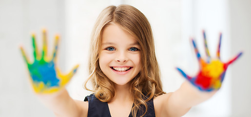 Image showing girl showing painted hands