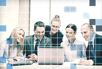 Image showing business team with laptop having discussion