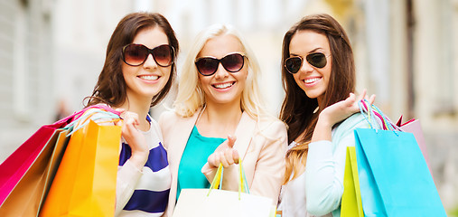 Image showing girls with shopping bags in ctiy