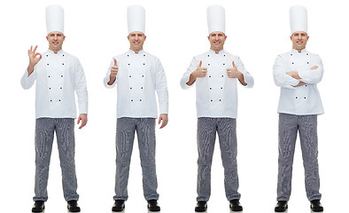 Image showing happy male chef cook showing ok and thumbs up