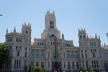 Image showing Gay pride flag at the city hall of Madrid