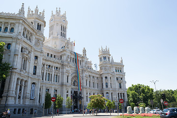 Image showing Madrid city hall with the gay pride flag