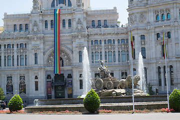 Image showing Cibele gountain and gay pride flag