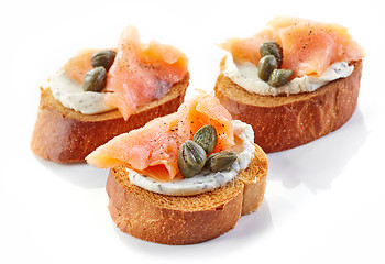 Image showing toasted bread with smoked salmon fillet