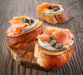 Image showing toasted bread with smoked salmon fillet