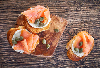 Image showing toasted bread with smoked salmon fillet