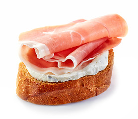 Image showing toasted bread with smoked meat