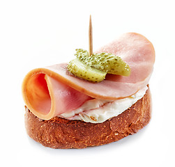 Image showing toasted bread with ham and cream cheese