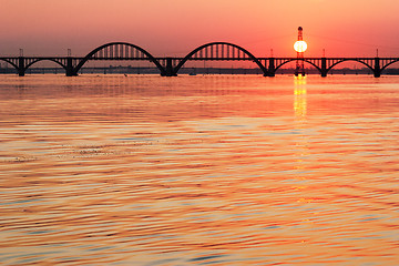 Image showing Sunset over river