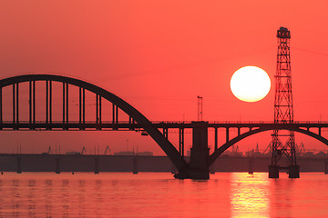 Image showing Sunset over river