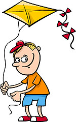 Image showing boy with kite cartoon illustration