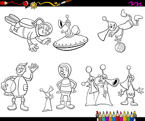 Image showing aliens cartoon coloring page