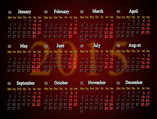 Image showing claret calendar for 2015 year