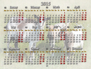 Image showing calendar for 2015 year with goats