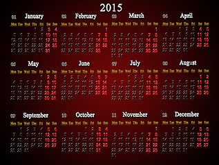 Image showing claret calendar for 2015 year