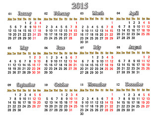 Image showing calendar for 2015 year