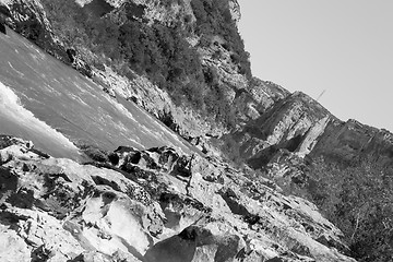 Image showing Lumbier gorge in black and white