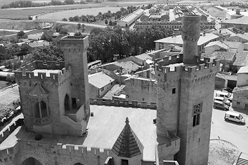 Image showing Castle of Olite in black and white