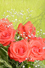 Image showing Red roses bouquet, flowers bouquet