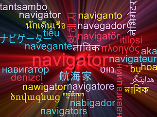 Image showing Navigator multilanguage wordcloud background concept glowing