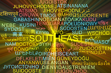 Image showing Southeast multilanguage wordcloud background concept glowing