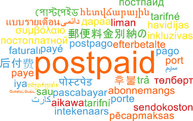 Image showing Postpaid multilanguage wordcloud background concept