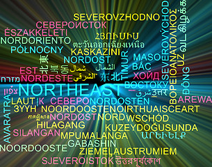 Image showing Northeast multilanguage wordcloud background concept glowing