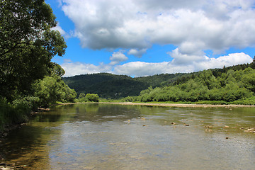 Image showing speed mountainous river in Carpathian mountains