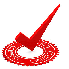 Image showing Certified red tick in a circle